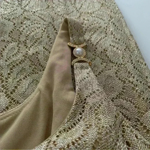 Bari Jay Women's Formal Vintage Evening Gold Sequin Dress Size 7/8 - Picture 3 of 10